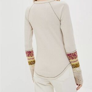 Free People In the Mix Jacquard Cuff Top Linen Combo